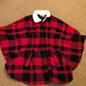 Buffalo plaid cape jacket